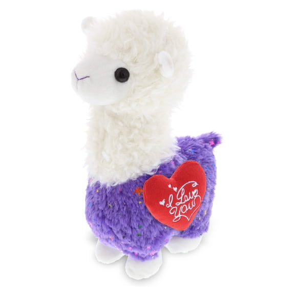 Dollibu I Love You Heart Sparkle Purple Llama Plush - 11.5 inches