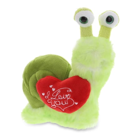 Dollibu I Love You Heart Super Soft Plush Green Snail Stuffed Animal - 5.5 inches