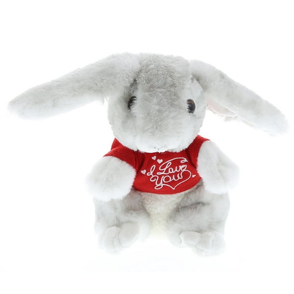 Dollibu I Love You Shirt Grey Rabbit Plush - 4.5 inches
