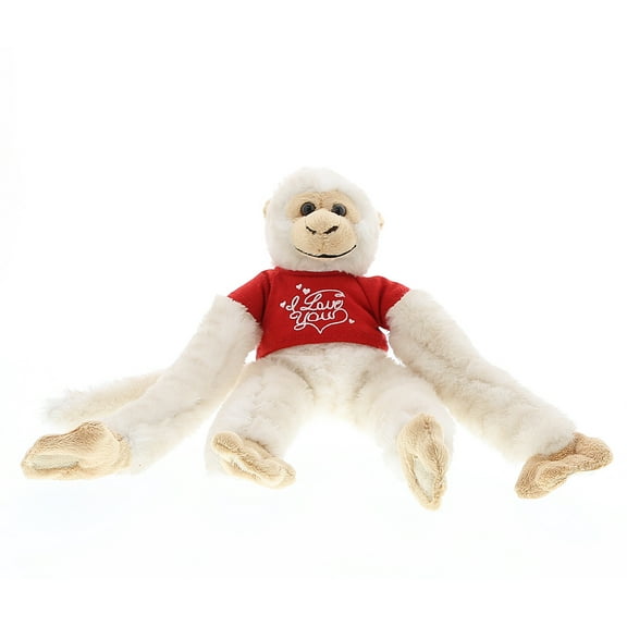 Dollibu I Love You Shirt Long Arm White Squirrel Monkey Plush