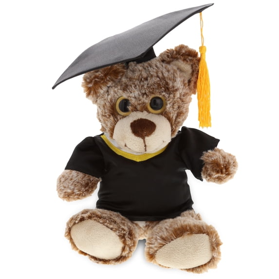 Dollibu Sitting Brown Bear Graduation Plush Toy - Stuffed Animal Dress Up With Gown & Cap With Tassel Outfit - Congratulatory Graduation Gift - 9 Inch