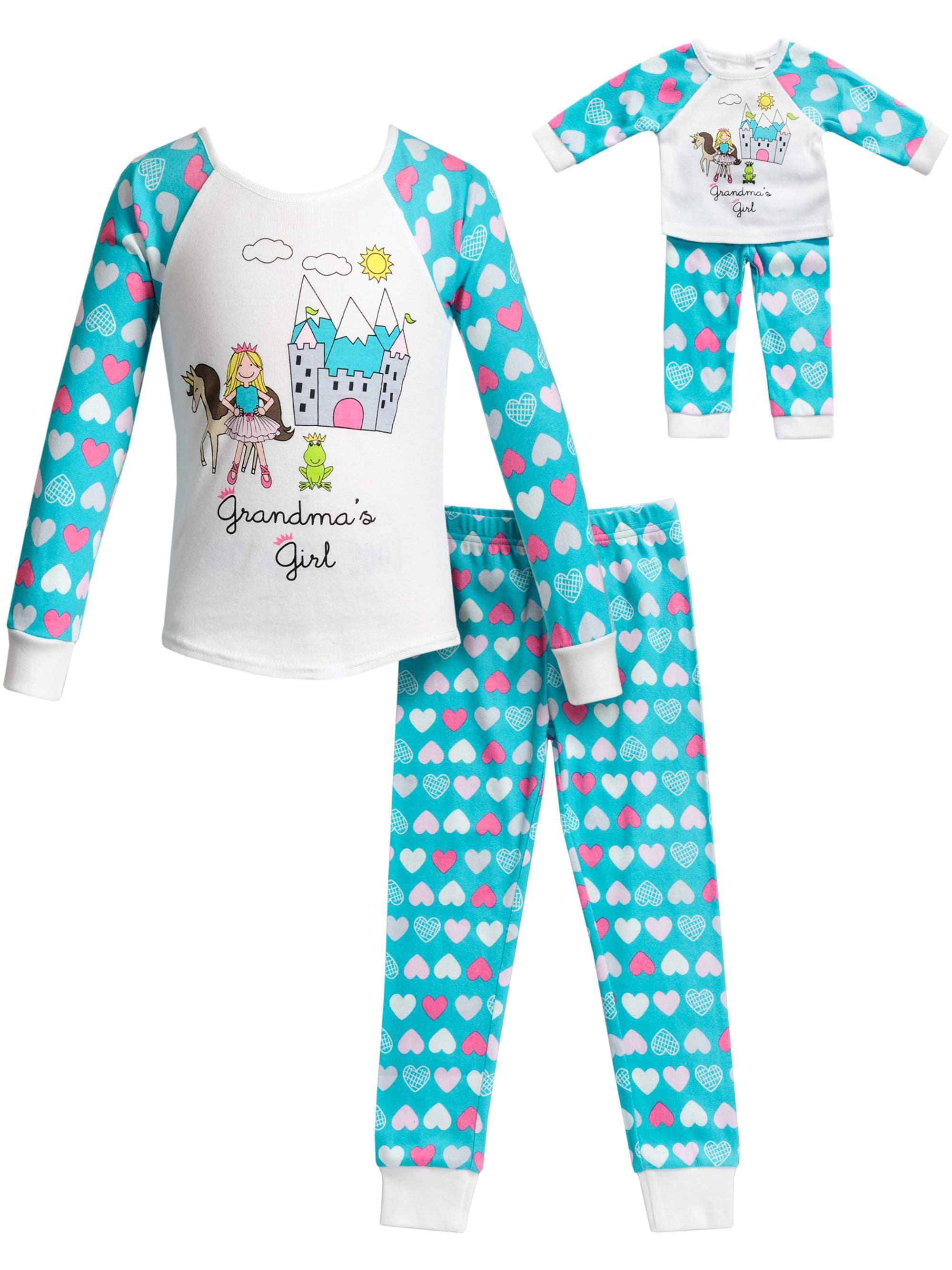 Dollie & Me Pony/Girl Long Sleeves Snug Top and Pajama - 2 -Piece ...