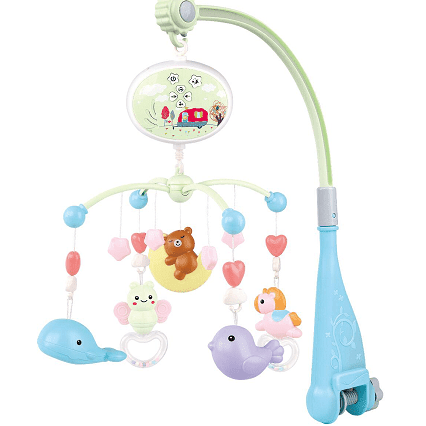 Dollox Mini Tudou Crib Mobile with Music and Lights,Baby Mobile for Crib with Hanging Rotating Rattle Toy