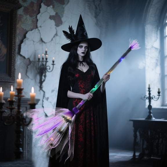 Dolls & Accessories 2026 Halloween Witch Room Set with LED Light and Sticks Props Accessories for Indoor and Outdoor Use