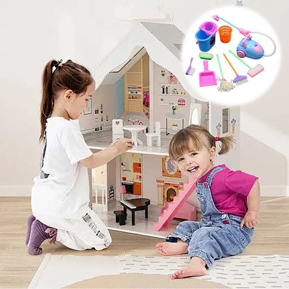 Dolls & Accessories Cleaning Playset for Pretend Household Care with 9 Random Colors Mini Cleaning Tools for Kids 3 Years and Up 9PCS