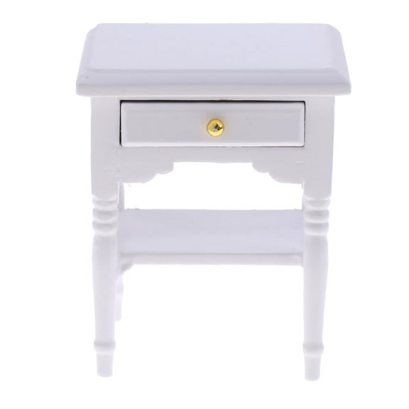 Dolls House Bedroom Furniture White Bed with Openable Drawer 1:12