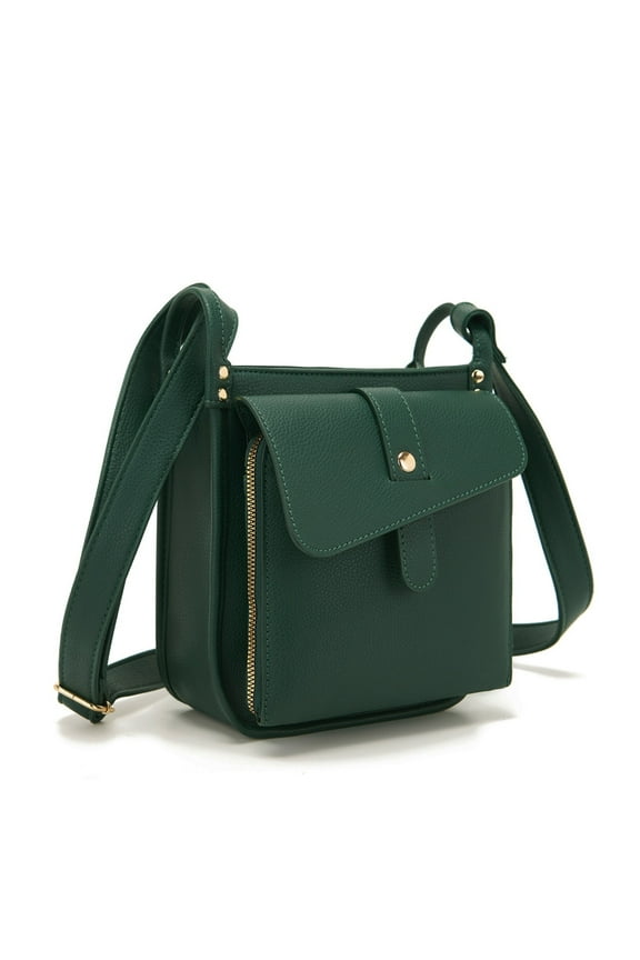 Dollver Crossbody Purse Full Grain Leather | Built-in Wallet | Compact Messenger Bag | Adjustable Strap | Metal Zippers | Multiple Compartments | Lightweight | 8.1in | Brown | Secure Organization