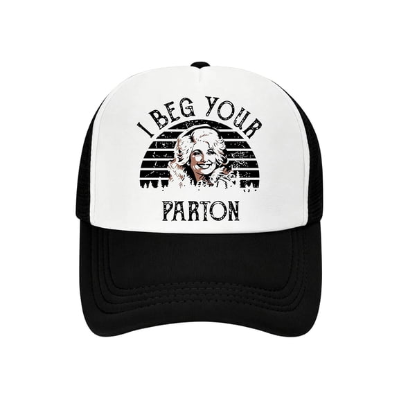 Dolly Adjustable Baseball Hat Trucker Hats, I Beg Your Parton Graphic Adjustable Snapback Mesh Hat Casual Outdoor Sun Hat for Men Women One Size