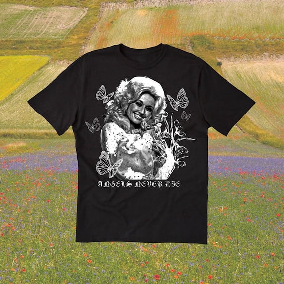 Dolly Angels Never Die Butterfly Floral Country Music Graphic T-Shirt