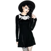 Dolly Black Gothic Cosplay Womens Dress with Lace Collar XXS