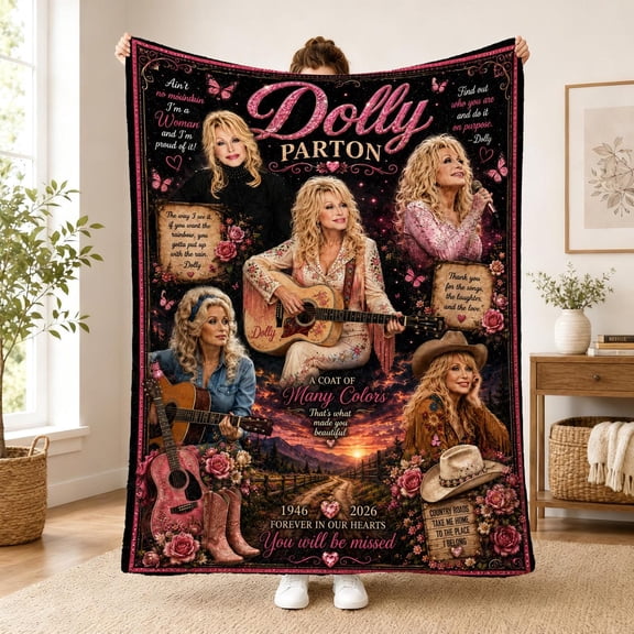 Dolly Blanket, Tribute Queen Of Country Music Throw Blanket, Dolly Memorial Flannel Blanket