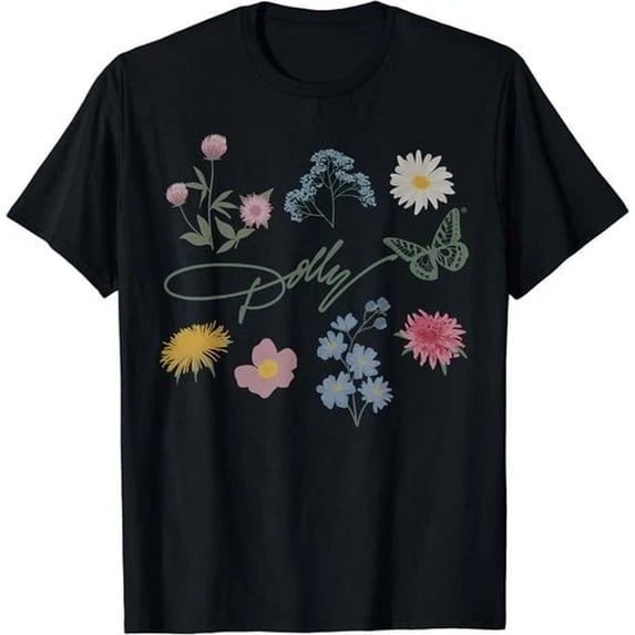 Dolly Butterfly Flower Signature Memorial Tribute T-Shirt