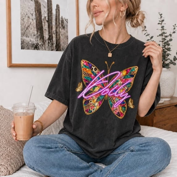 Dolly Butterfly Retro Country Music Graphic T-Shirt, Colorful Western Vintage Unisex Tee