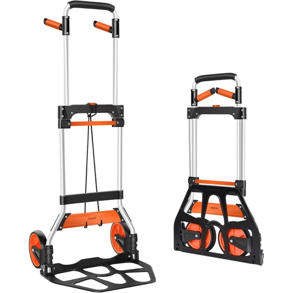 Dolly Cart, Aluminum Folding Hand Truck with Swivel Handle, Heavy Duty Utility Dolly Foldable Trolley with Elastic Cord, Wheels for Moving, Warehousing, Shopping and More