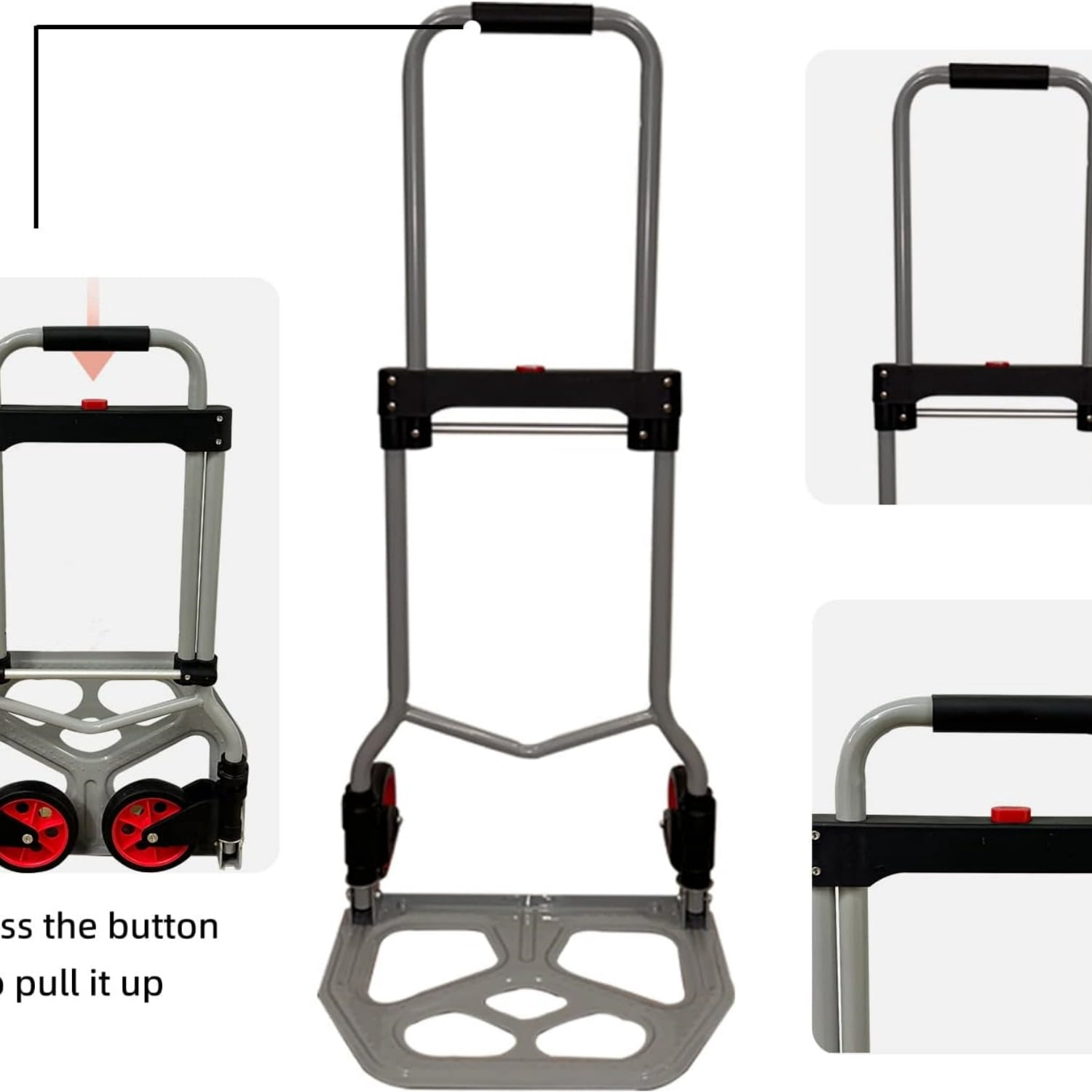 Dolly Cart Folding Hand Truck and Dolly,Steel Portable Cart with Telescoping Handle and Nylon+Rubber Wheels 220 lb Capacity