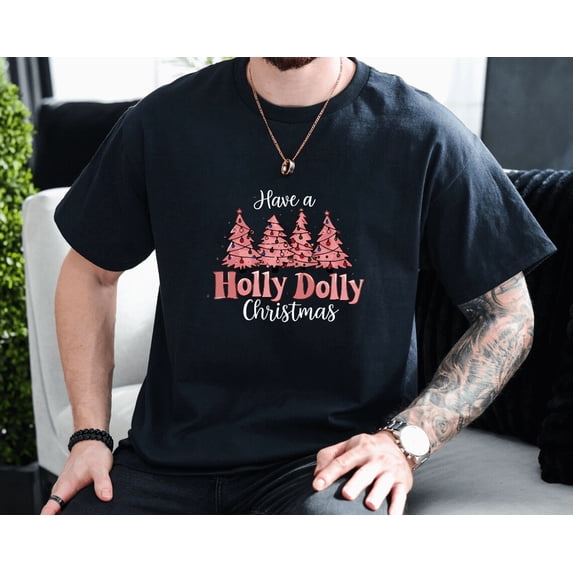 Dolly Cheer Retro Holiday Holly Dolly Festive Vibes Unisex T-Shirt, up to size 3XL.