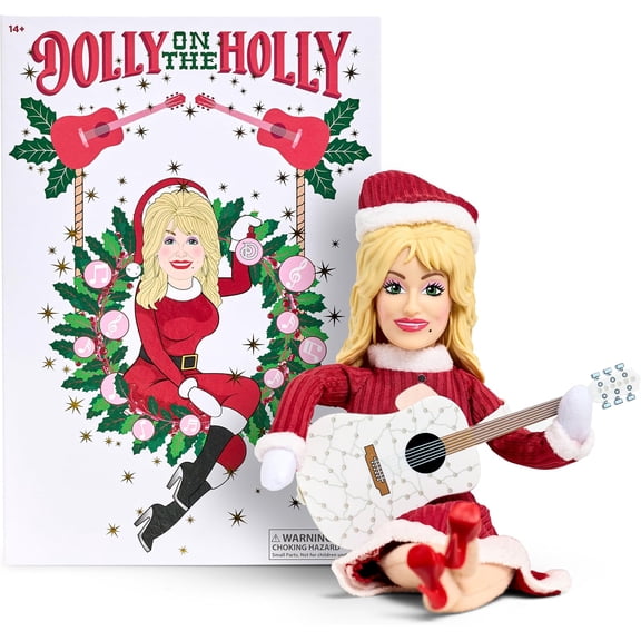 Dolly Christmas Collectible Doll, Holiday Plush Elf Collectible with Removable Red Dress, Santa HatChristmas Plush Collectible for Indoor Decor