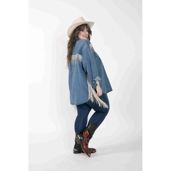 Dolly Collection Rhinestone Denim Shirt
