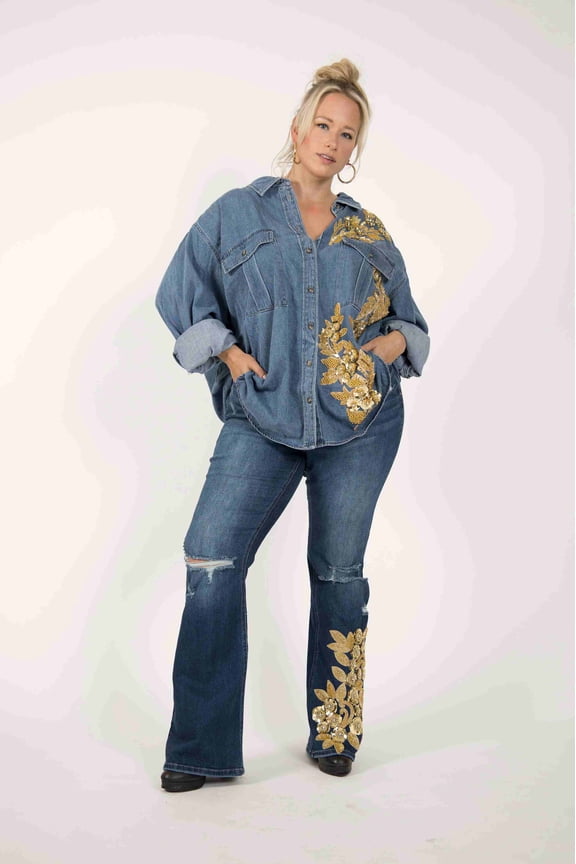 Dolly Collection Western Style Embellished Denim Jeans