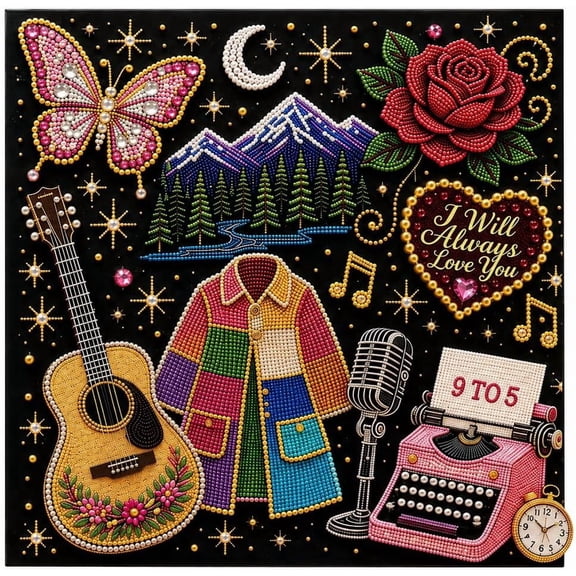 Dolly Country Music DIY Bead Art Kit,DIY Diamond Painting Art Kit for Adults,SpecialShape Rhinestone Bead Painting Set,Nostalgic Tribute Craft for Country Music Lovers,Crafters and Home Wall Decor