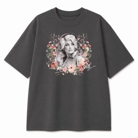 Dolly Country Music Tribute Floral Portrait T-Shirt