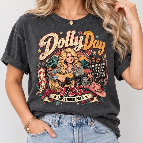 Dolly Day Retro 9 to 5 Nashville Cowgirl Country Music T-Shirt ...