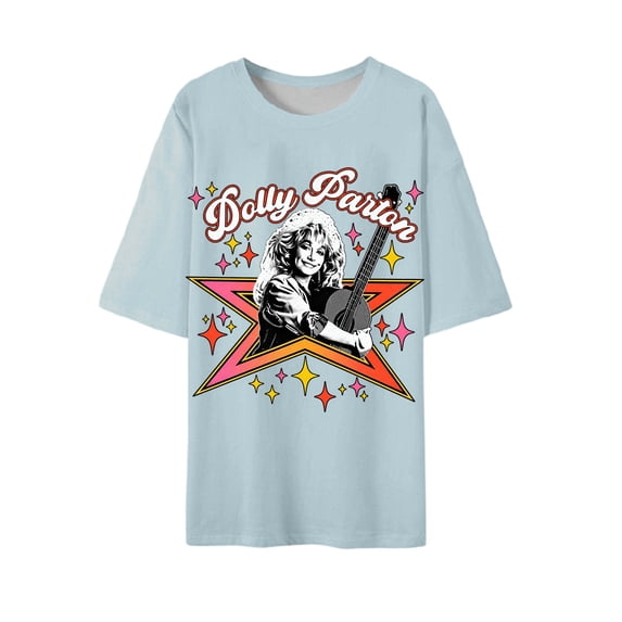 Dolly Doll Shirt Vintage Country Music Tribute T‑Shirt, Parton Memorial Tee For Fans Mens Casual Short Sleeve Top Classic Graphic Tee Memorial Gift Apparel