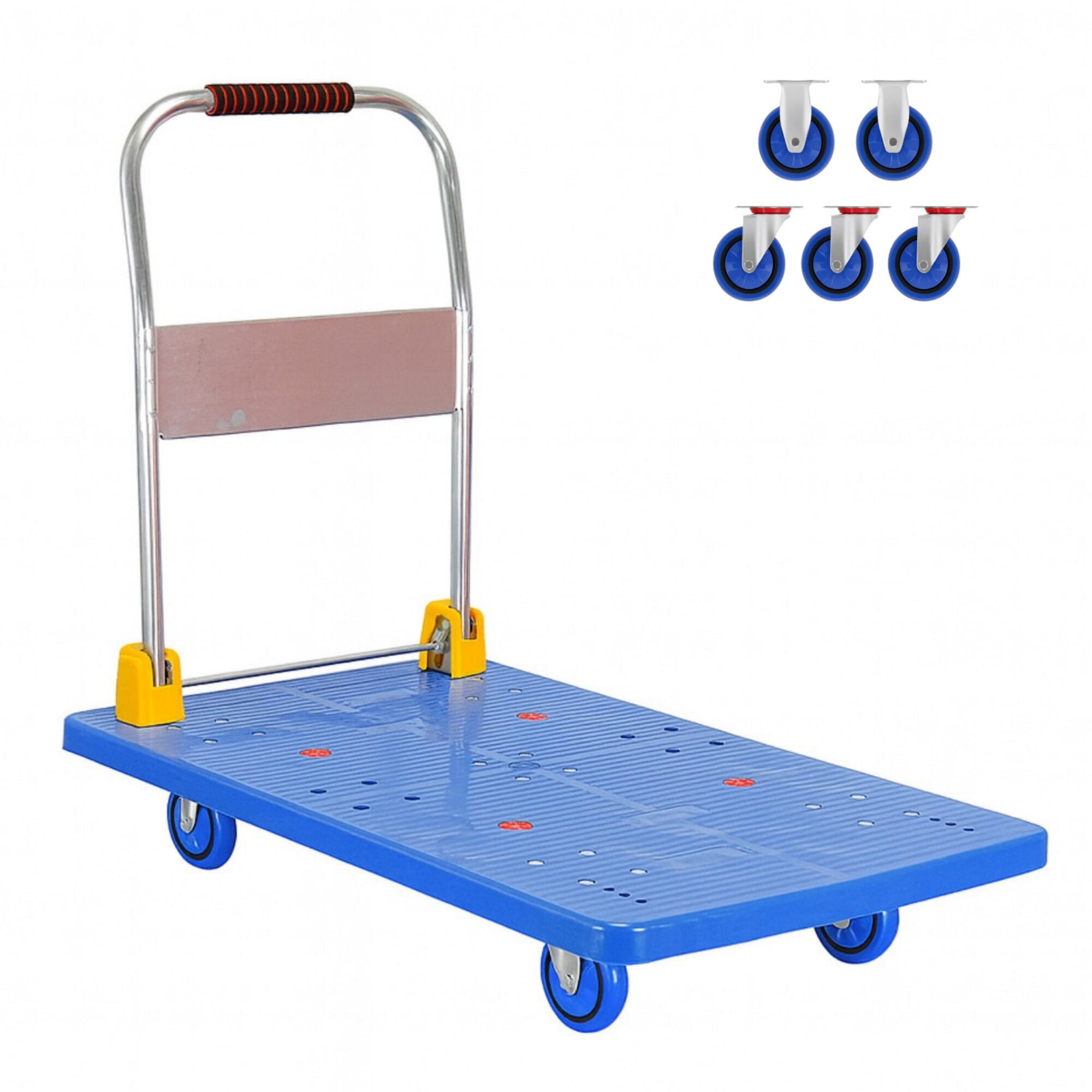 Dolly, Foldable Platform Push Hand Truck Cart, 1320 lbs. Weight Capacity, Blue Hand Truck,Metal Furniture Dolly, Auto Parts & Transport Hand Trucks & Dollies