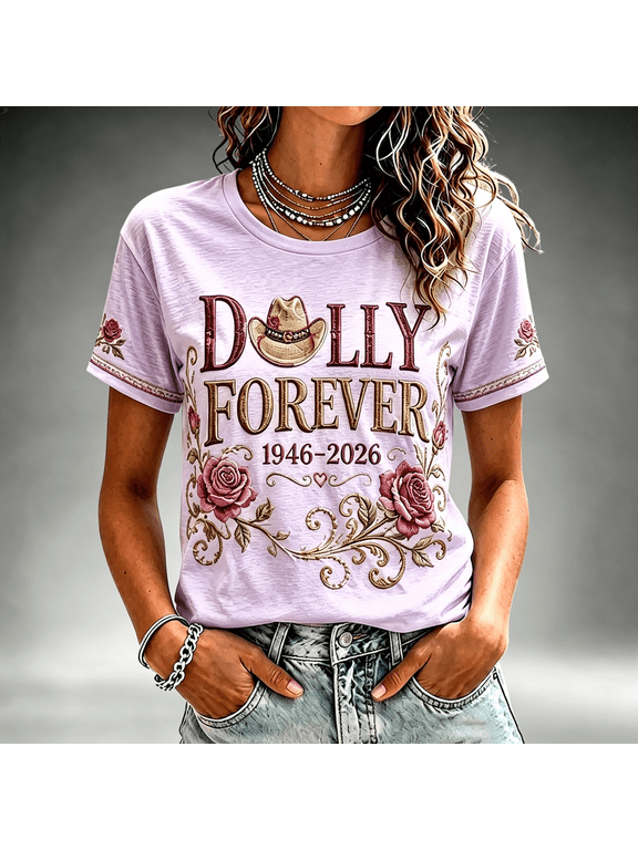 Dolly Forever Memory T-Shirt, Country Legend Dolly Tee Graphic Shirt Women