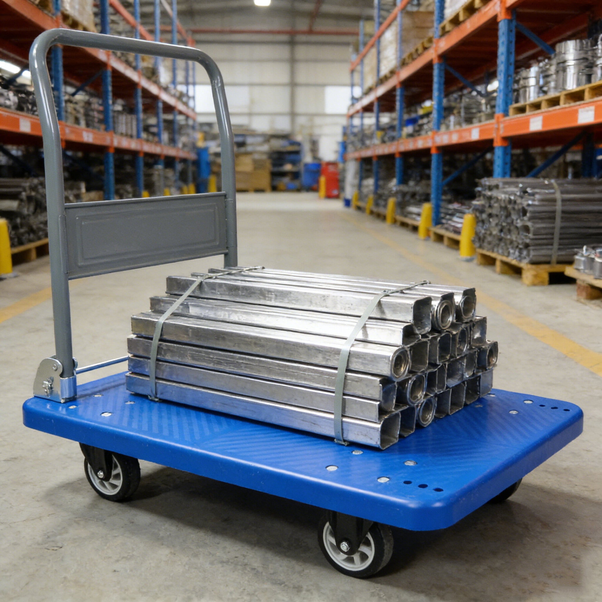 Dolly, Hand Truck Upgraded Foldable Push Cart Dolly 660 lbs Capacity Moving Platform Hand Truck Heavy Duty Space Saving Collapsible Swivel Push Handle Flat Bed Wagon, Blue Hand Truck,Furniture Dolly