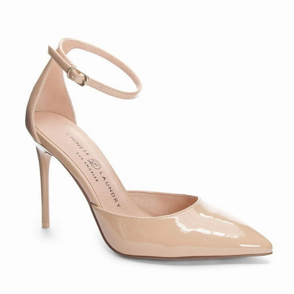Dolly Heels Point Toe Ankle Strap Stiletto Heels - Nude