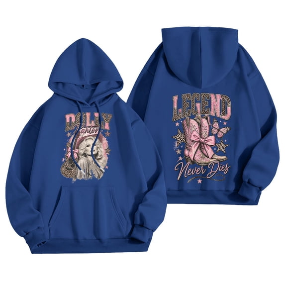 Dolly Hoodie for Women Vintage Country Music Hooded Sweatshirt Western Graphic Pullover Top with Front Pocket for Nashville Concerts
