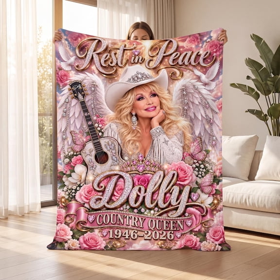 Dolly Memorial Blanket, Rest in Peace Country Queen 1946-2026 Tribute Fleece Throw Blanket