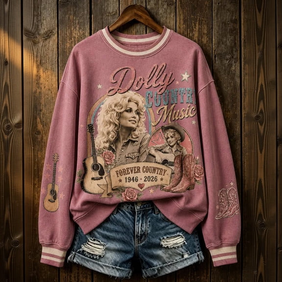 Dolly Memorial Country Music Legend Tribute Sweatshirts Front & Back Print, Soft & Breathable, Vintage Graphic Sweatshirt For Men & Women