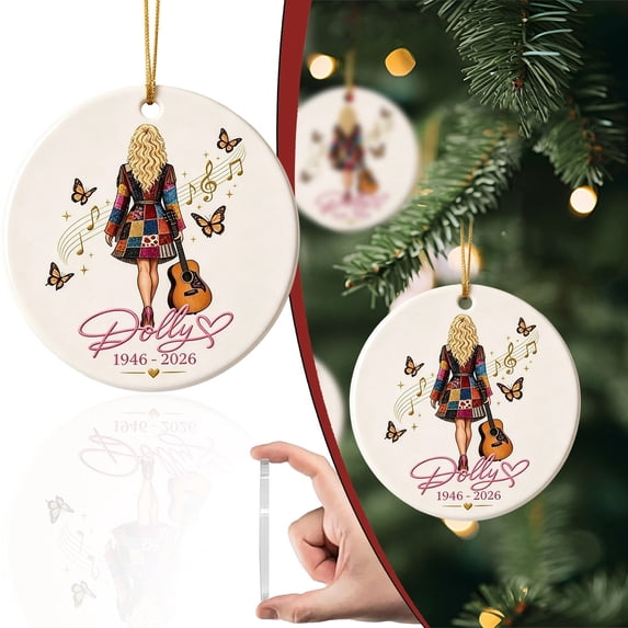 Dolly Memorial Parton Christmas Ornament Commemorative Hanging Tree Pendant for Home Office Shelf Decor Dolly Gifts for Women Festive Party Accessories