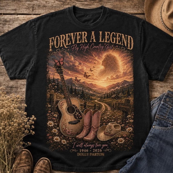 Dolly Memorial Shirt, 1946-2026 Country Music Tribute Tee, Forever a Legend Western Shirt, Butterfly Cowgirl T-Shirt