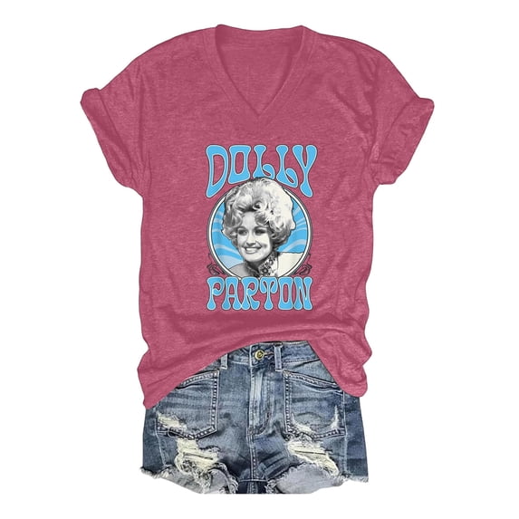 Dolly Memorial T-Shirt, Parton Country Music Tee Women O-Neck Casual T Shirt Short Sleeve Tee