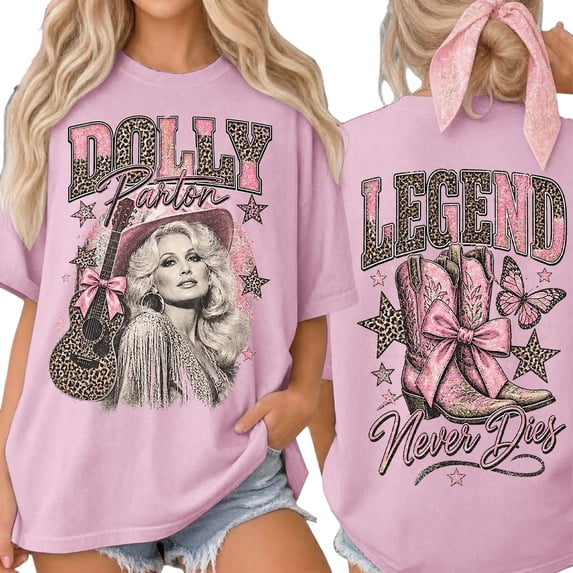 Dolly Music Parton Memorial T-Shirt for Women, Retro Country Music Graphic O-Neck T Shirt For Daily Casual Wear Relaxed Fit Tshirt With Stylish Print
