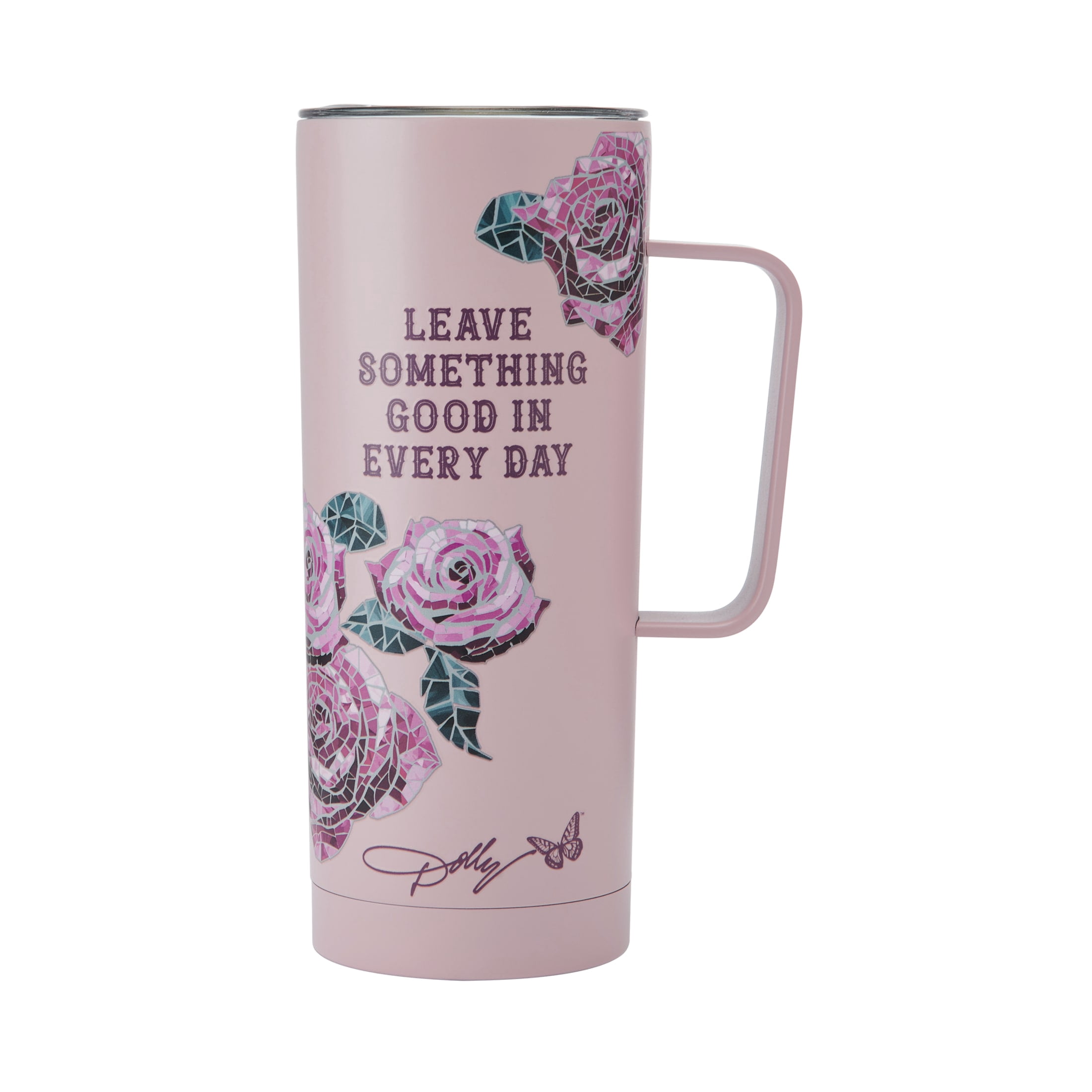 Dolly Parton 20 oz Double-Walled Stainless Steel Travel Mug Rose Pink