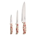 thumbnail image 1 of Dolly Parton 3-Piece Chef Knife Set with Rose Pattern Handles for Kitchen Prep, 1 of 5
