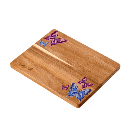 Dolly Parton Acacia 8" x 10" Reversible Cutting Board with Butterfly Print