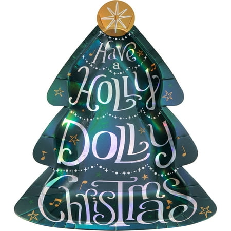 Dolly Parton Christmas Tree Shaped Disposable Paper Plates 7.25" x 8.75" 8 Count Multicolor