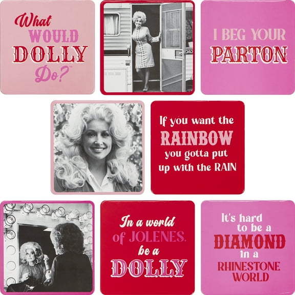 Dolly Parton Double Sided Multi-Color Coasters, 8 Count