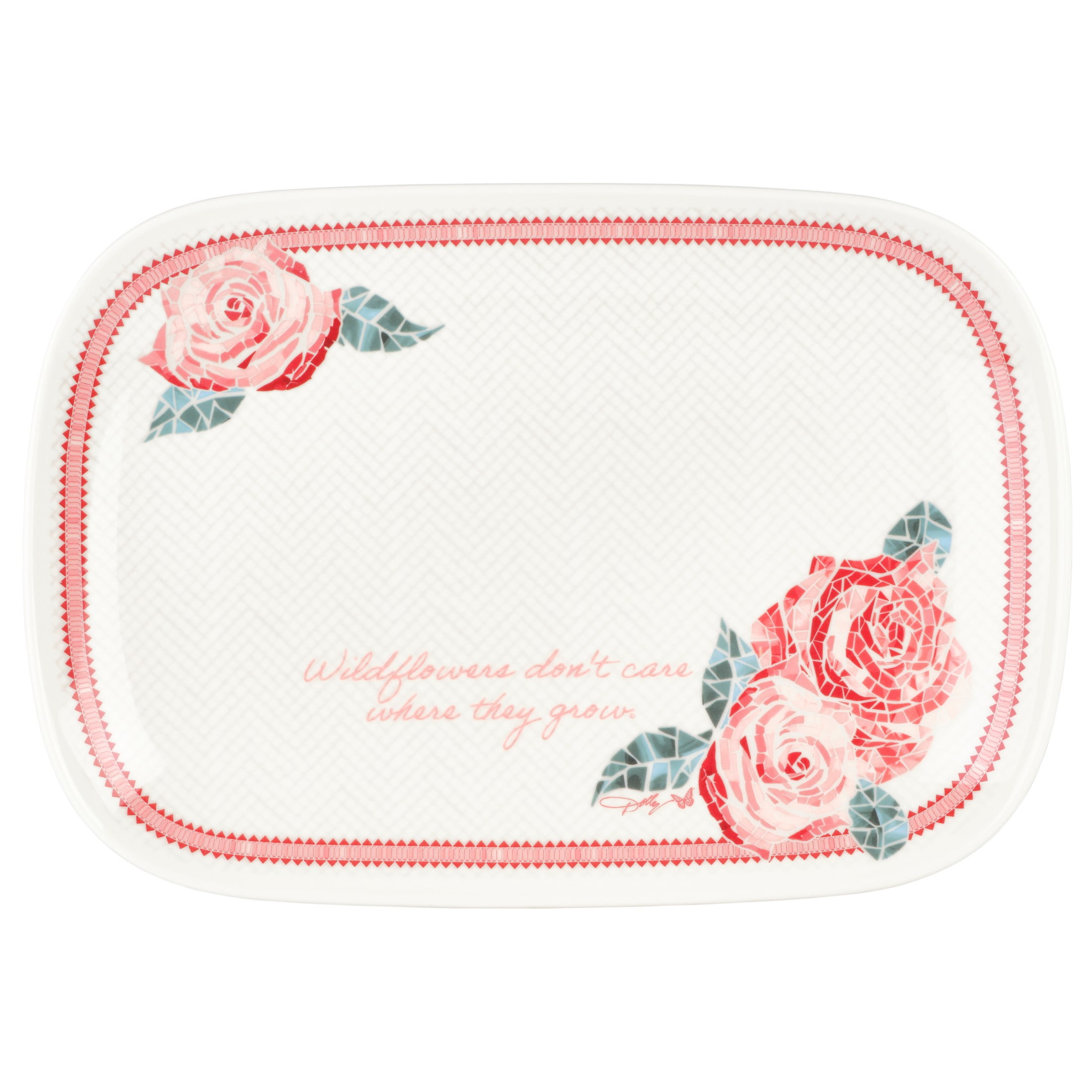 Dolly Parton Jeweled Mosaic 15in Tray Pink