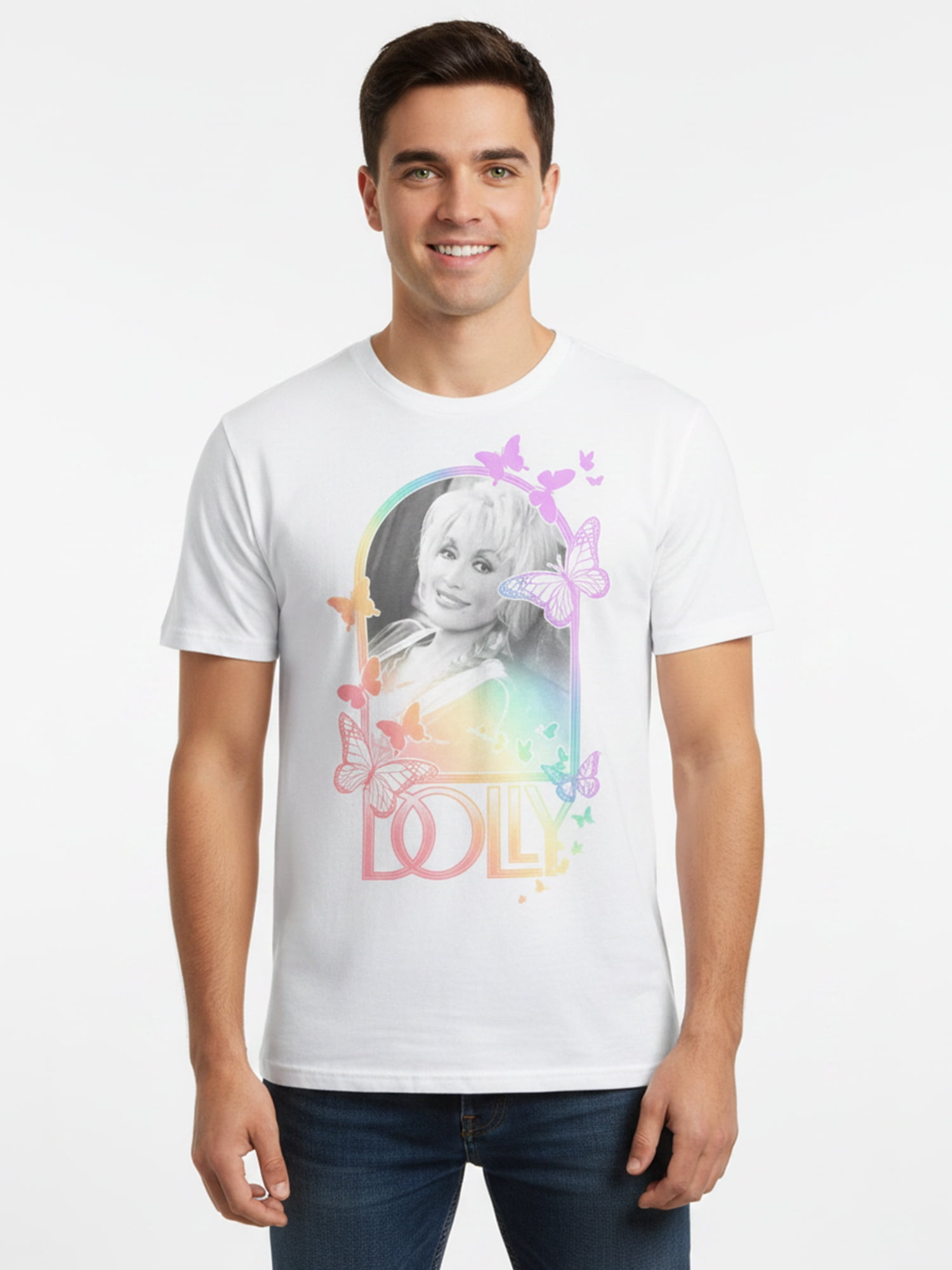 Dolly Parton Men’s Graphic Short Sleeve Tee, Glamour Gradient, Sizes S–3XL