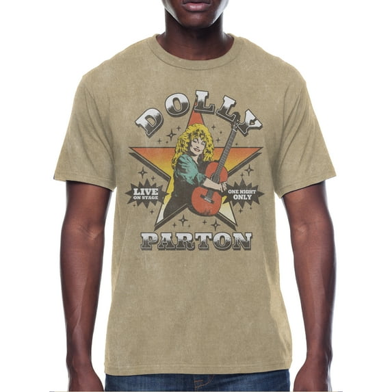 Dolly Parton Mens & Big Men's Dolly Guitar Star Concert Style Washed Graphic Tee Shirt, Sizes S-3XL