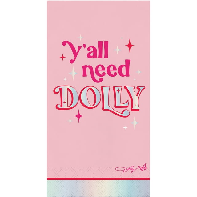 Dolly Parton Pink and Silver Foil Ya'll Need Dolly Guest Towels, 16 Ct ...