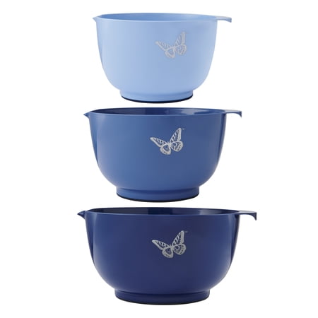 Dolly Parton Plastic Mixing Bowls with Mess-Free Spout, Blue