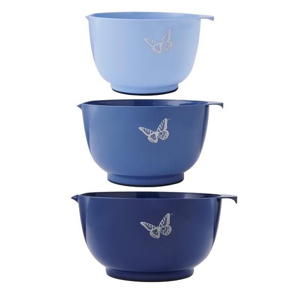 Dolly Parton Plastic Mixing Bowls with Mess-Free Spout, Blue