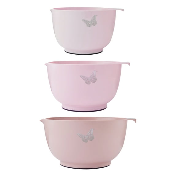 Dolly Parton Plastic Mixing Bowls with Mess-Free Spout, Blush